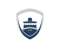 Abstract shield with cruise ship inside vector