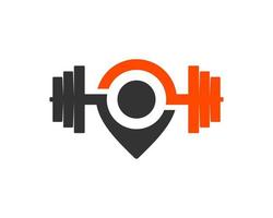 Pin location like people with gym barbell vector