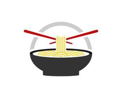 Chinese noodle with red chopstick on the top vector