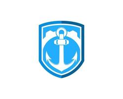 Simple shield with gear and nautical anchor vector