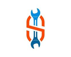 Wrench service with infinity S letter initial inside vector