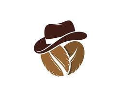 Twin coffee bean with gentleman hat vector