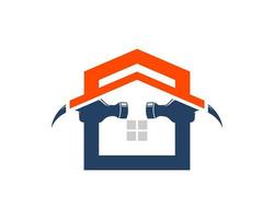 Abstract house with two hammer construction vector