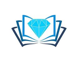 Open book pages with diamond gem in the middle vector