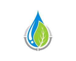 Water drop with nature leaf and circular pipe vector