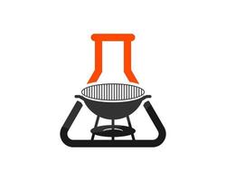 triangle bottle laboratory with barbeque grill inside vector