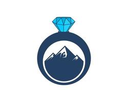 Jewelery ring diamond with mountain inside vector