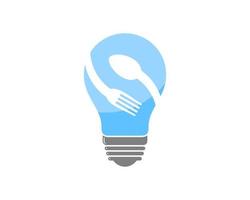 Simple electrical bulb with fork and spoon inside vector