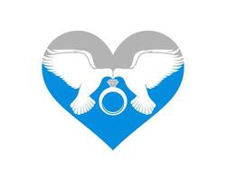 Flying dove lovers with a ring in the middle vector