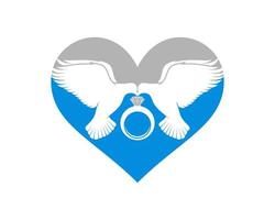 Flying dove lovers with a ring in the middle vector