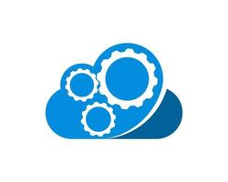 Simple cloud with three gear inside vector