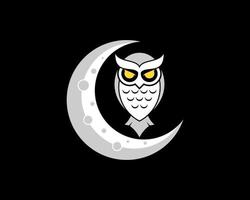 Crescent moon with luxury owl inside vector