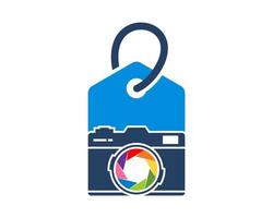 Combination camera photography with price tag vector
