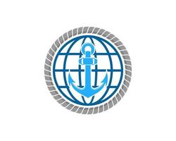 Abstract globe with nautical anchor inside vector