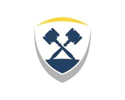 Abstract shield with cross law hammer inside vector