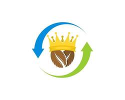Upside down arrow with king coffee and crown vector