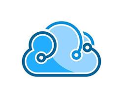 Simple cloud with circuit technology vector