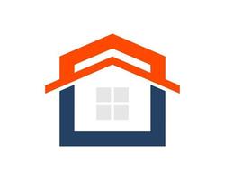 Abstract house with blue and orange colors vector