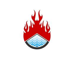 Triangle shape with abstract water and fire flames vector