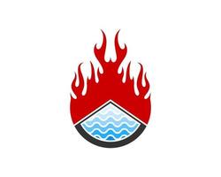 Triangle shape with abstract water and fire flames vector