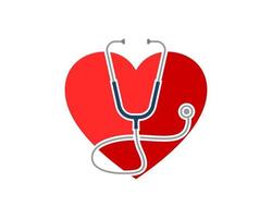 Simple love shape with stethoscope inside vector