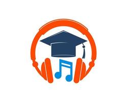 Music headphone with graduation hat and music note vector