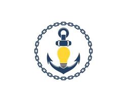 Circular chain with nautical anchor and bulb vector