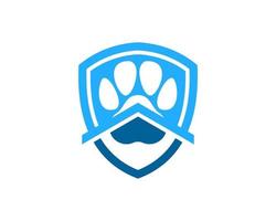 Protection shield with pet finger print and simple house vector