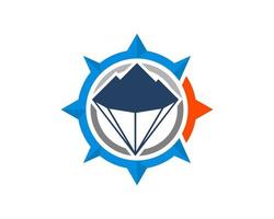 Modern compass with mountain diamond inside vector