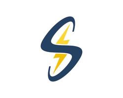 Electrical lightning with S letter initial inside vector