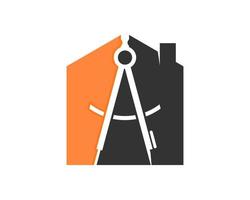 Architect tool inside the house shape vector