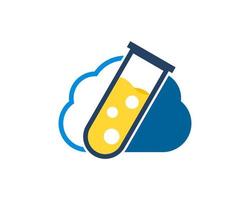 Modern cloud with bottle laboratory inside vector