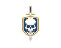 Simple shield with skull and sword vector