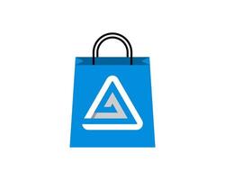 bolsa de papel de compras con forma de triángulo abstracto en el interior vector