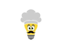 Cartoon Bulb with chef hat and mustache vector