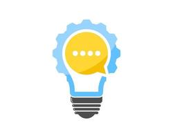 Electrical bulb with gear and bubble chat inside vector