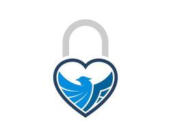 Love padlock with abstract eagle inside vector