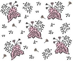 seamless floral doodle pattern in black and pink tones vector