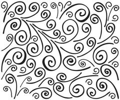 black and white pattern of curls and spirals vector
