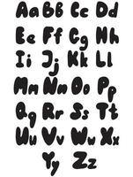 alfabeto latino redondeado en blanco y negro vector