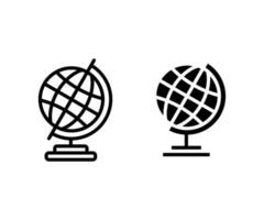 globe line and black solid icon vector