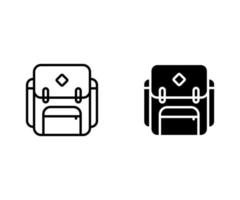 Backpack icon in black outline and bold vector