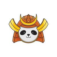 linda ilustración de mascota panda samurai vector