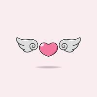 Cute flying heart design illustration vector