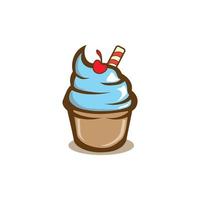 Ilustración plana de helado y logotipo utilizado para imprimir. vector