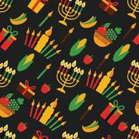 Kwanzaa seamless pattern of Africa with traditional colored and symbols. Black exotic background. vector