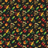 Kwanzaa seamless pattern of Africa with traditional colored and symbols. Black exotic background. vector