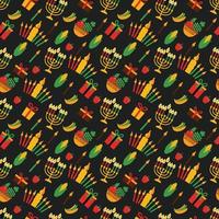 Kwanzaa seamless pattern of Africa with traditional colored and symbols. Black exotic background. vector