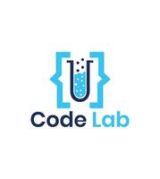 diseño de logotipo de laboratorio de código vector