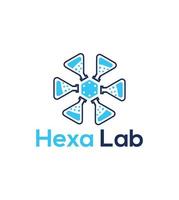 diseño de logotipo de laboratorio hexa vector